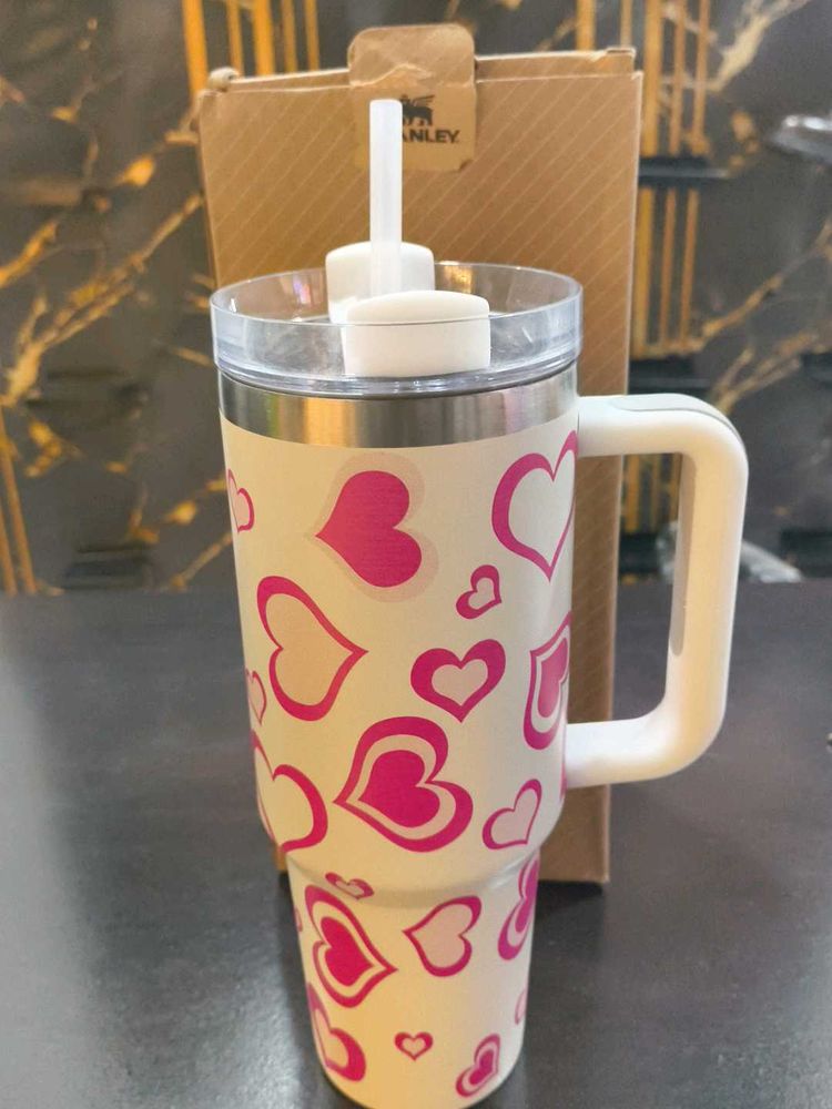 With Straw - Pink Hearts