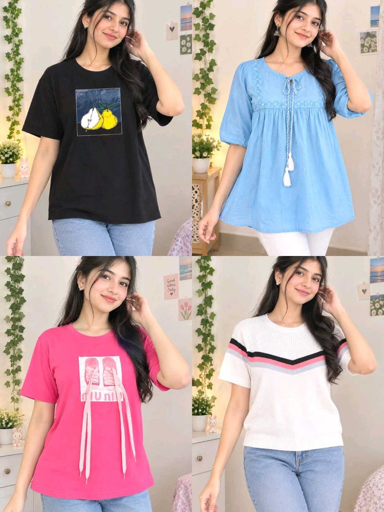 Set of 4 Trendy Women's T-Shirts