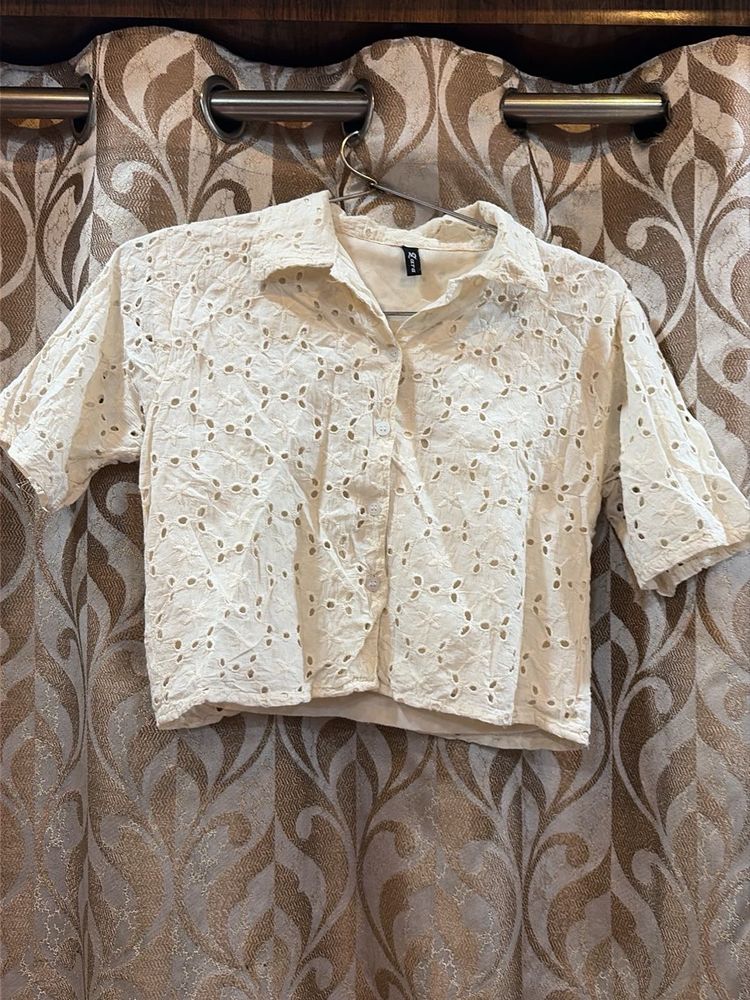 Embroidered Cropped Shirt
