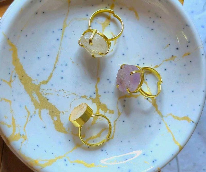 Boho Crystal Rings Set