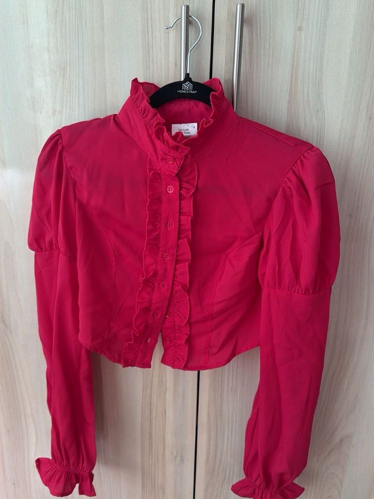 New Fuschia Pink shirt crop top