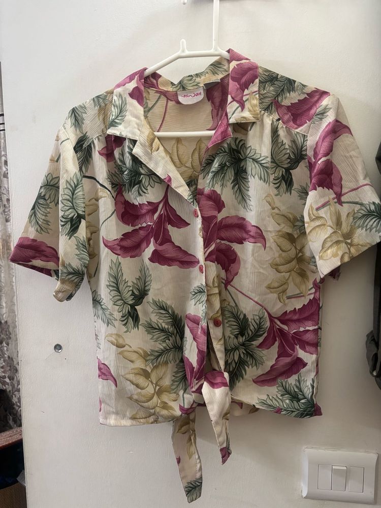 Summer Print Tie-Front Blouse