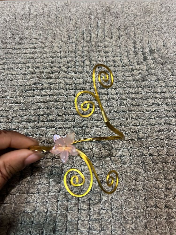 Gold Tone Arm Cuff with Flower Accent