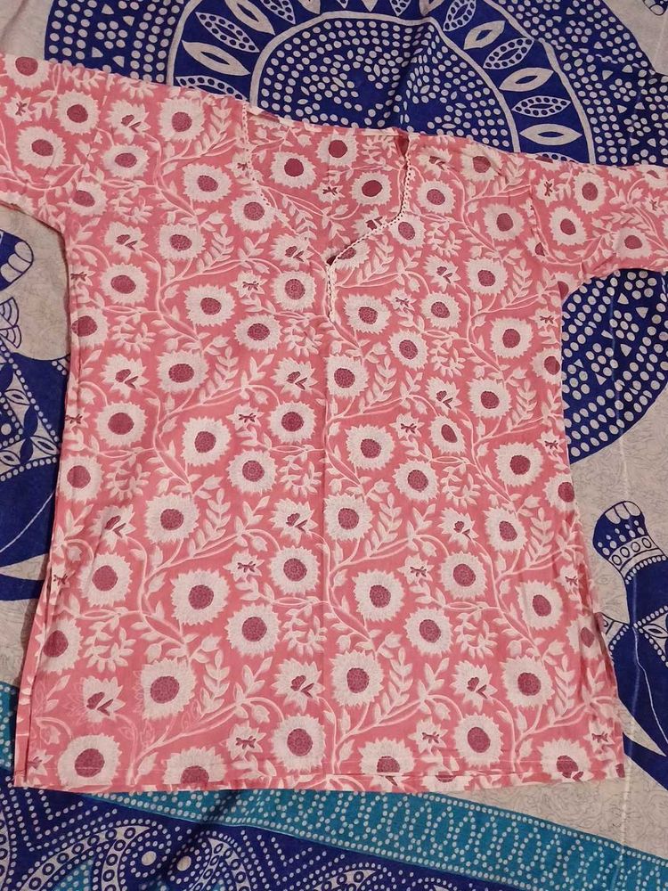Pink Floral short kurti
