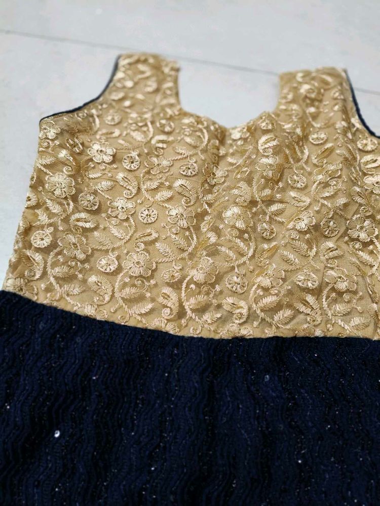 Elegant Gold &amp; Navy Dress
