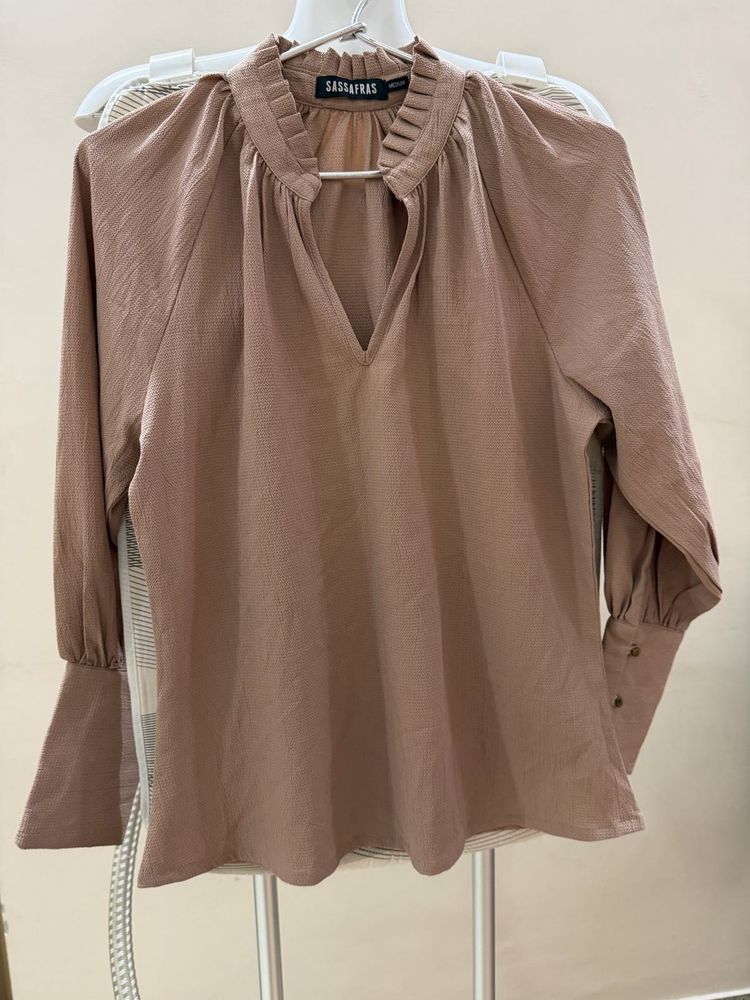 Elegant V-Neck Bell Sleeve Blouse