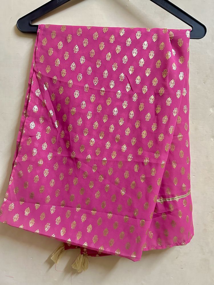 Pink &amp; Gold Print Scarf