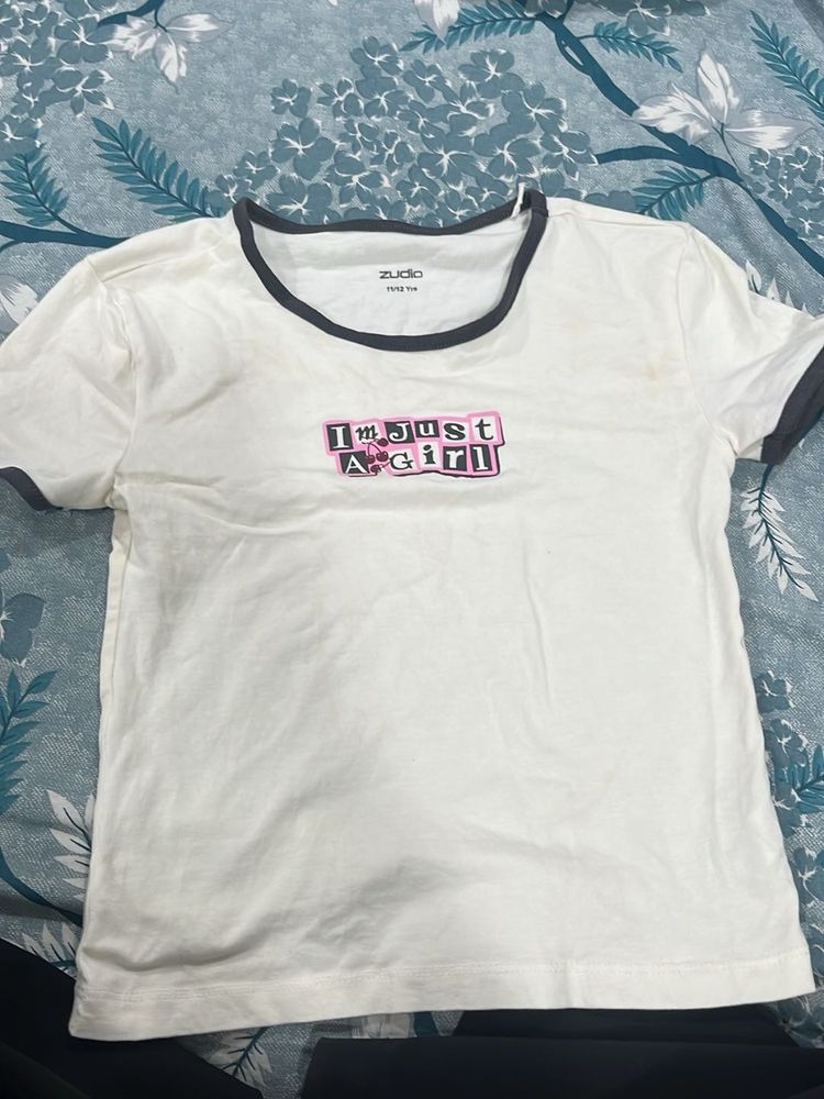 White "I'm Just A Girl" Ringer Tee