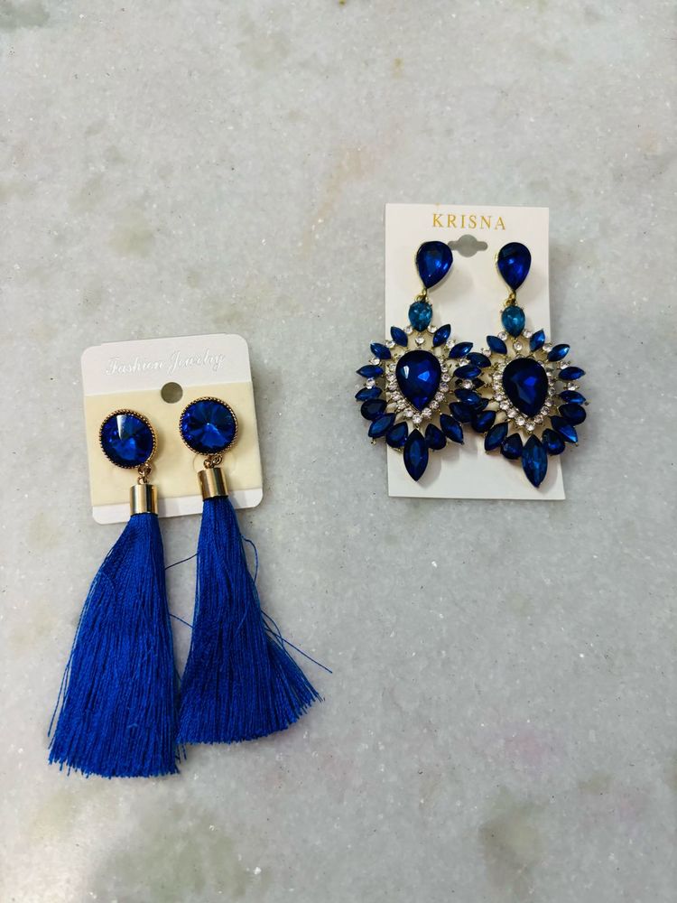 Blue Gemstone Earrings pack of 2