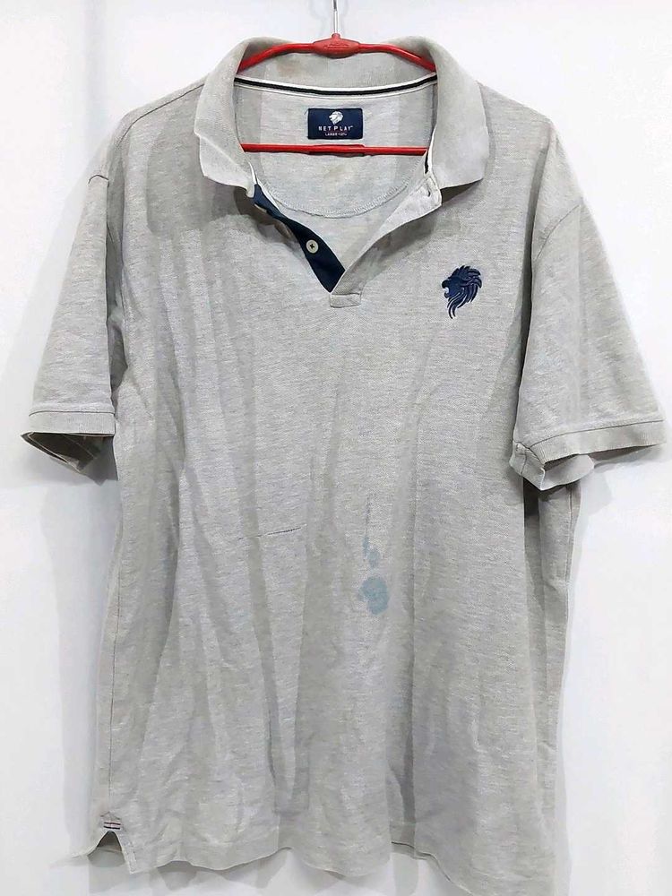 Men's Grey Polo Shirt with Lion Emblem
