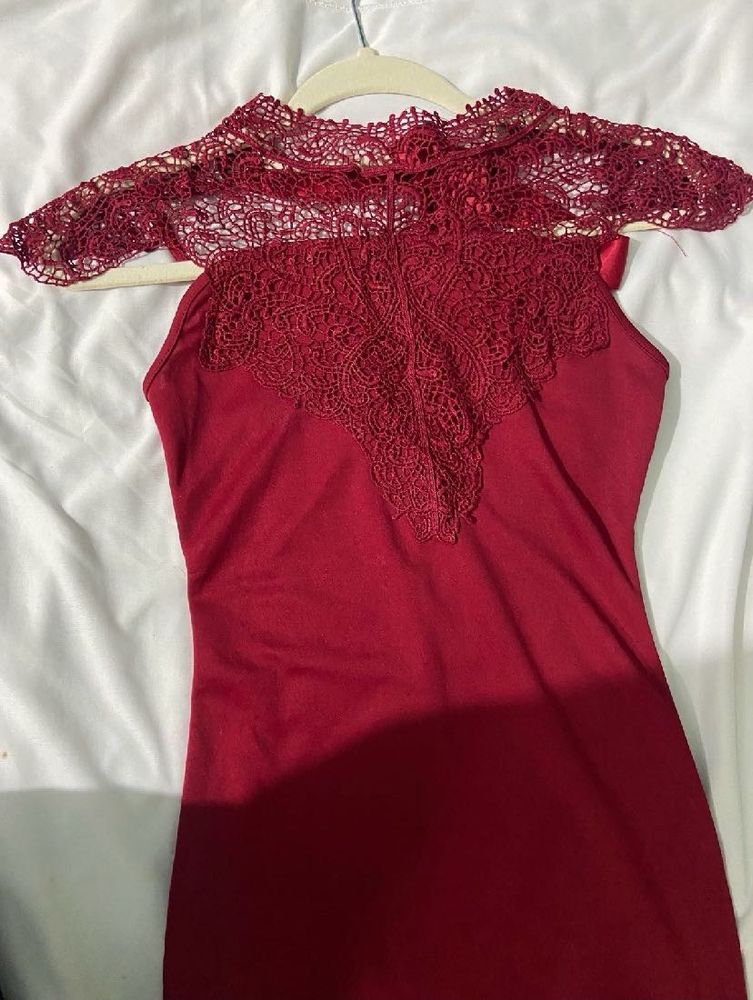 Stunning Lace Detail Red Dress