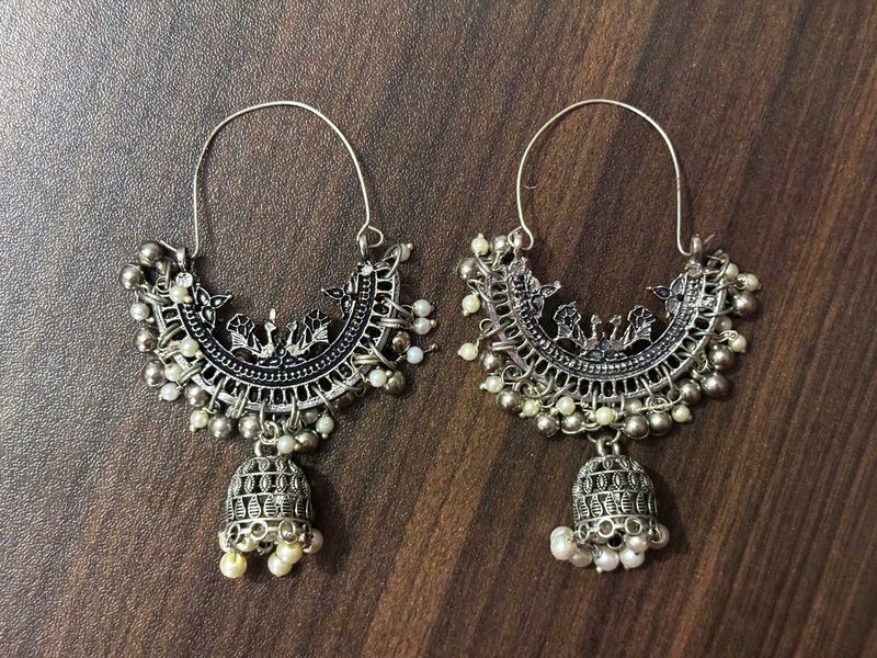 Boho Oxidised Jhumka Earrings