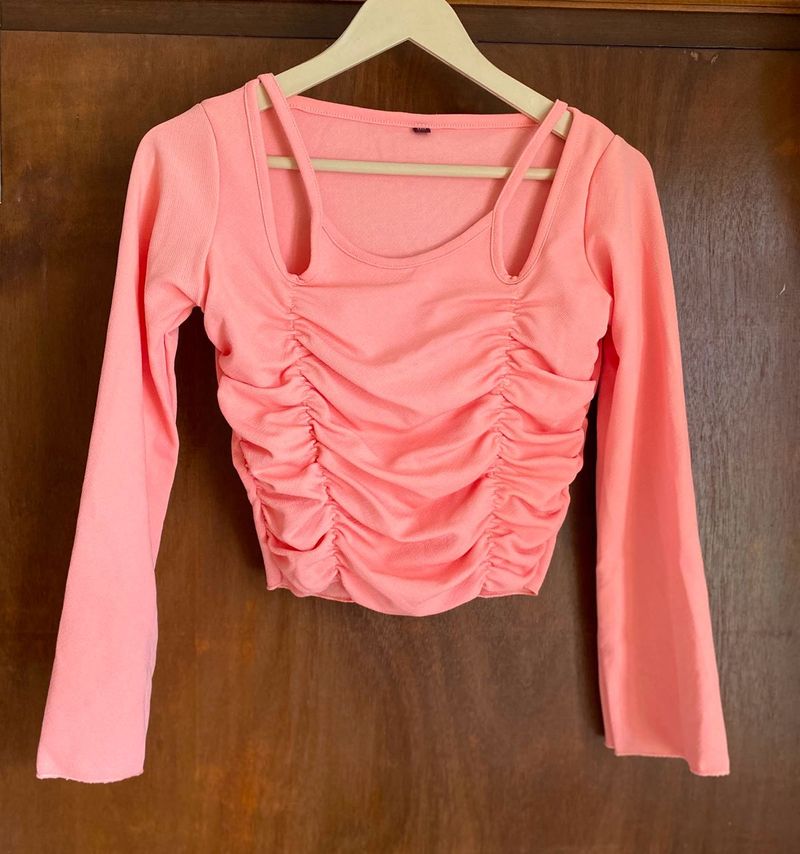 Cute Ruched Long Sleeve Top