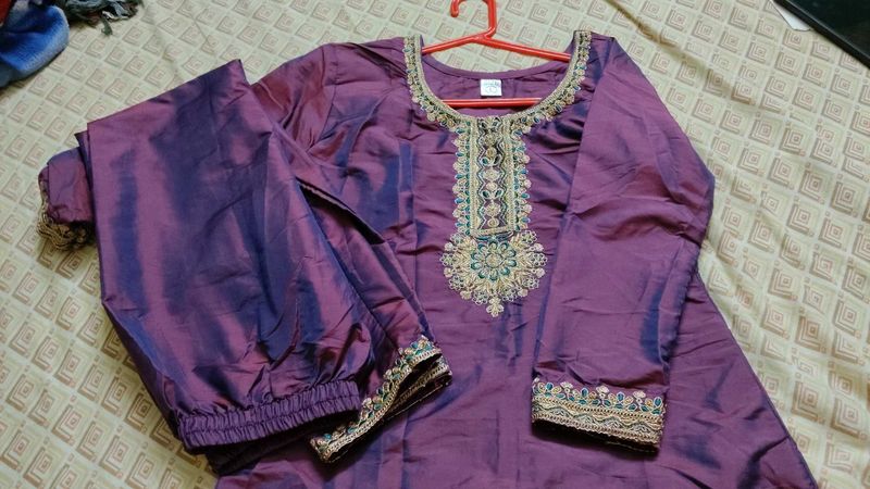 Elegant Purple Silk Kurta Set