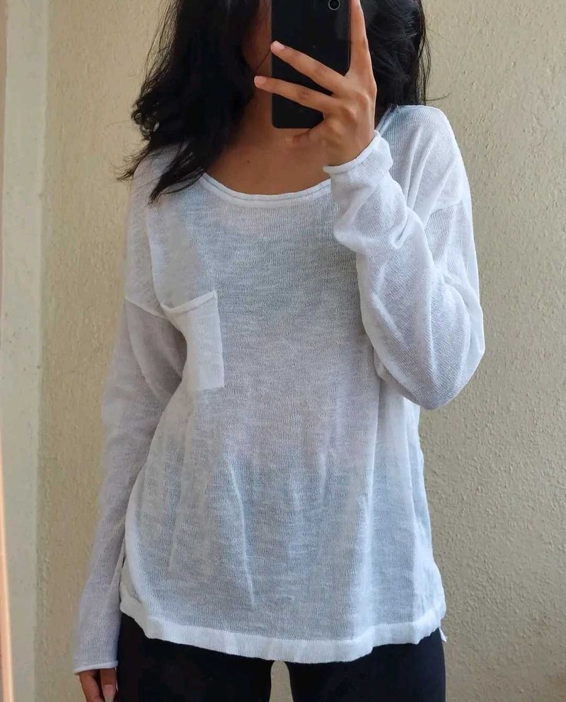 Sheer White Long Sleeve Top