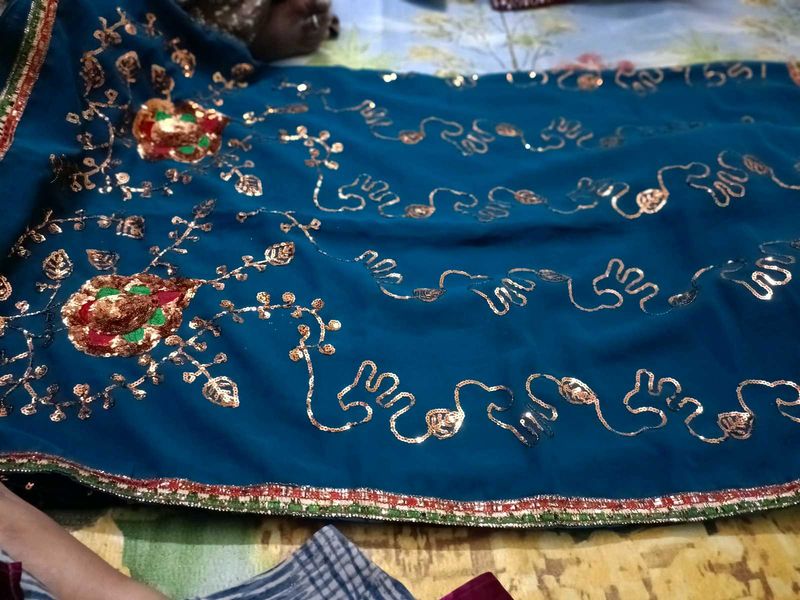 Embroidered Teal Saree