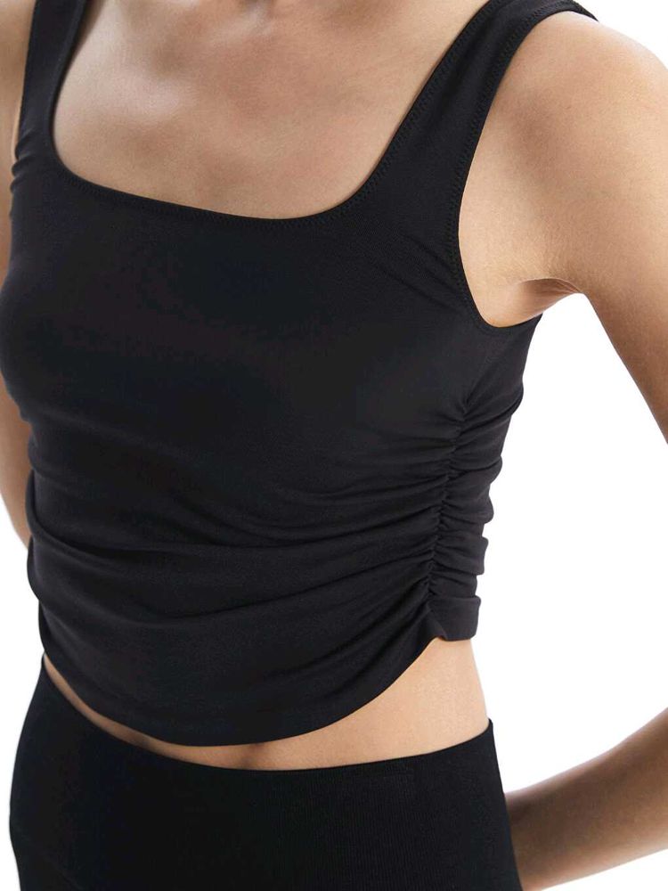 Ruched  black Tank Top