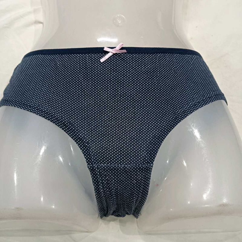 Navy Polka🪔 Dot Briefs with Pink Bow