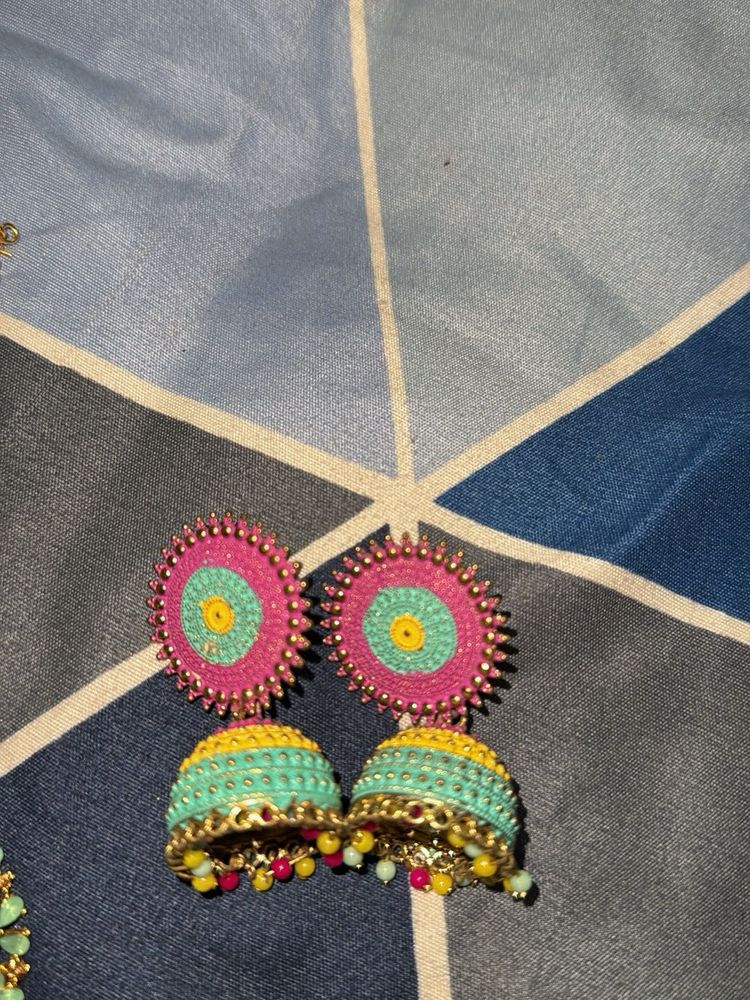 Colorful Jhumka Earrings - Statement Jewelry