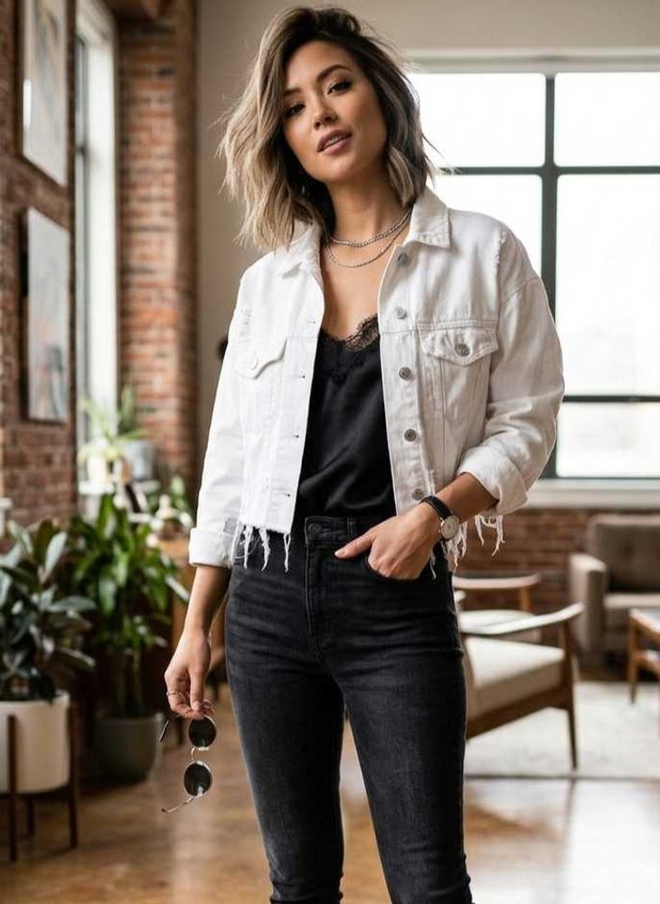 BERSHKA Ripped Denim Jacket