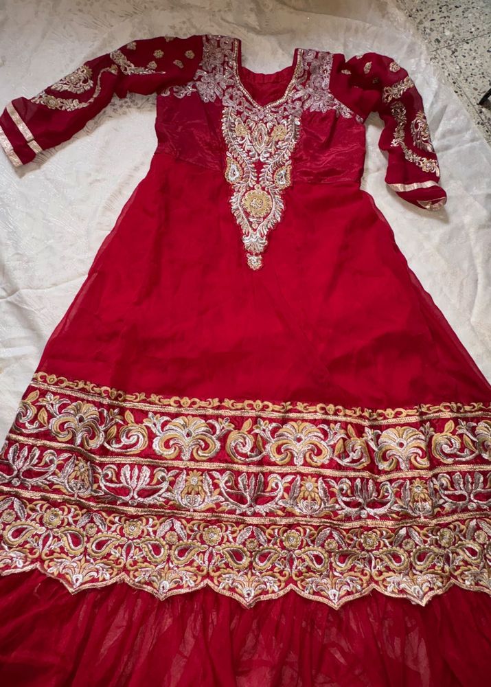 Red Embroidered Lehenga  Set