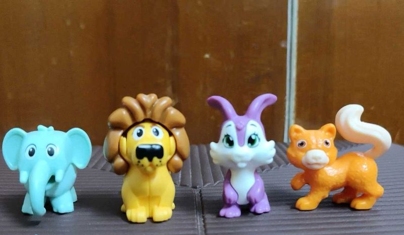 Set of 4 kinder Joy cute animal figurines