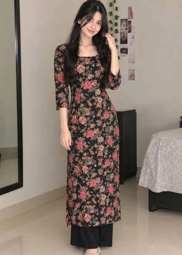 Elegant Floral Print Kurta with Palazzos
