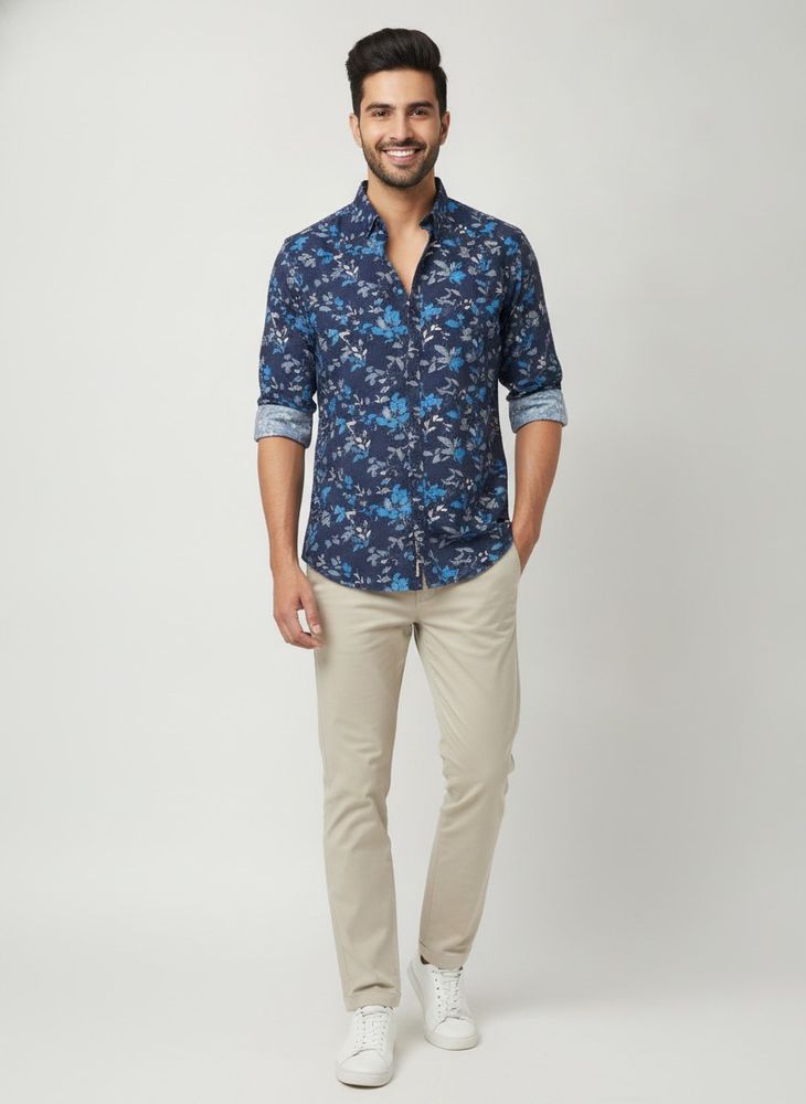 HANG UP Men's Blue Floral Shirt