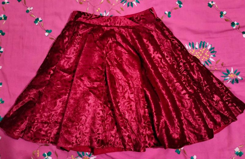 Red Velvet Skater Skirt