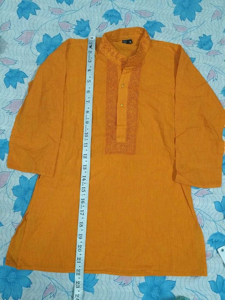 Orange Embroidered Kurta