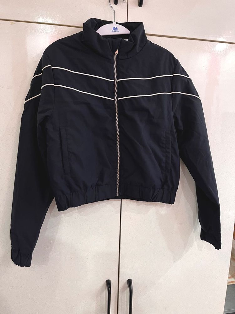 Navy Striped Bomber Jacket