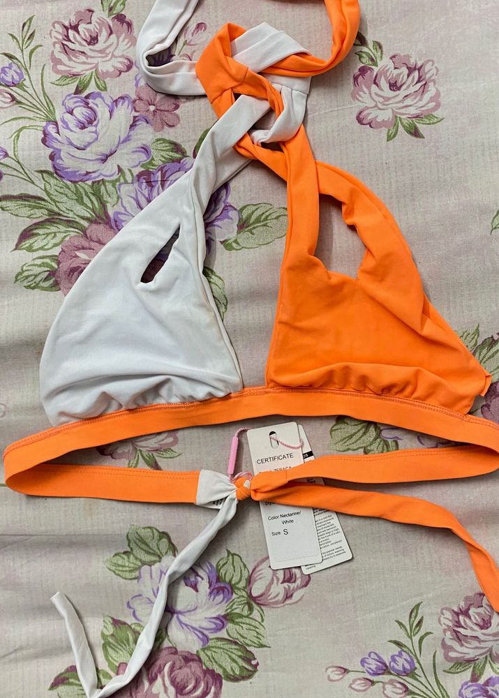 Color Block Halter Bikini Top