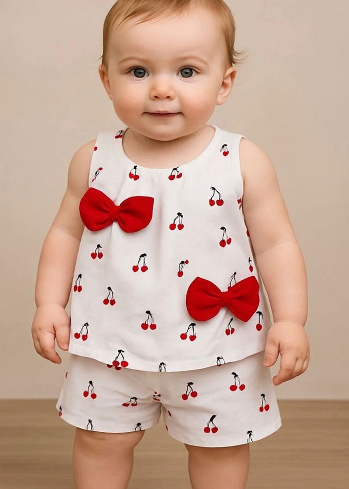 Cherry print top bottom set
