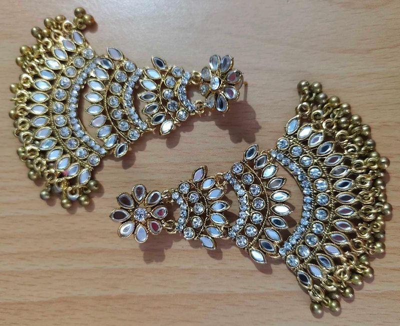 Exquisite Mirror &amp; Stone Dangle Earrings