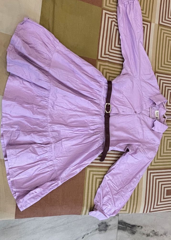 Lilac Tiered Midi Dress (Without Belt)