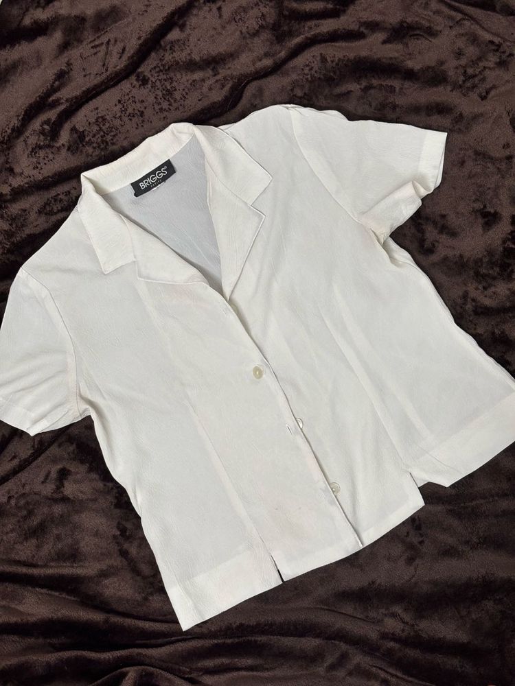 White Elegant Button-Down Shirt