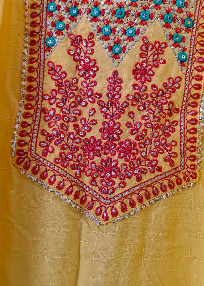Embroidered Yellow Kurta