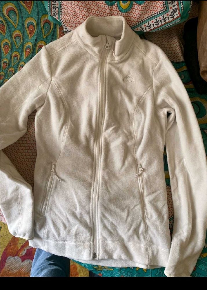 Cream Fleece Zip-Up Jacket