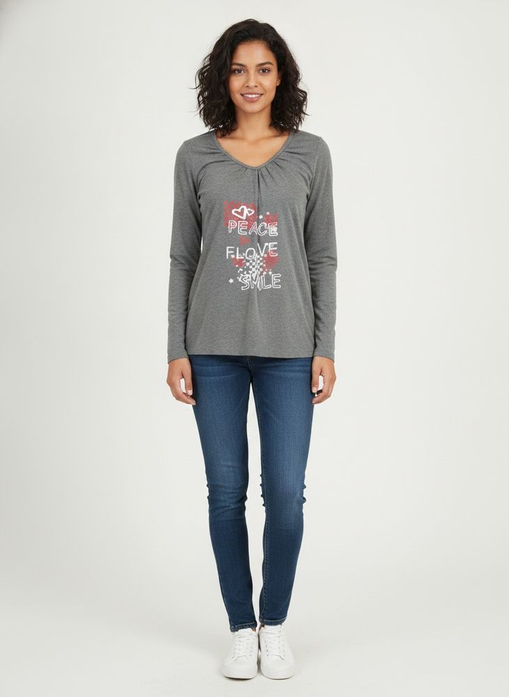Linea Grey Long Sleeve Top