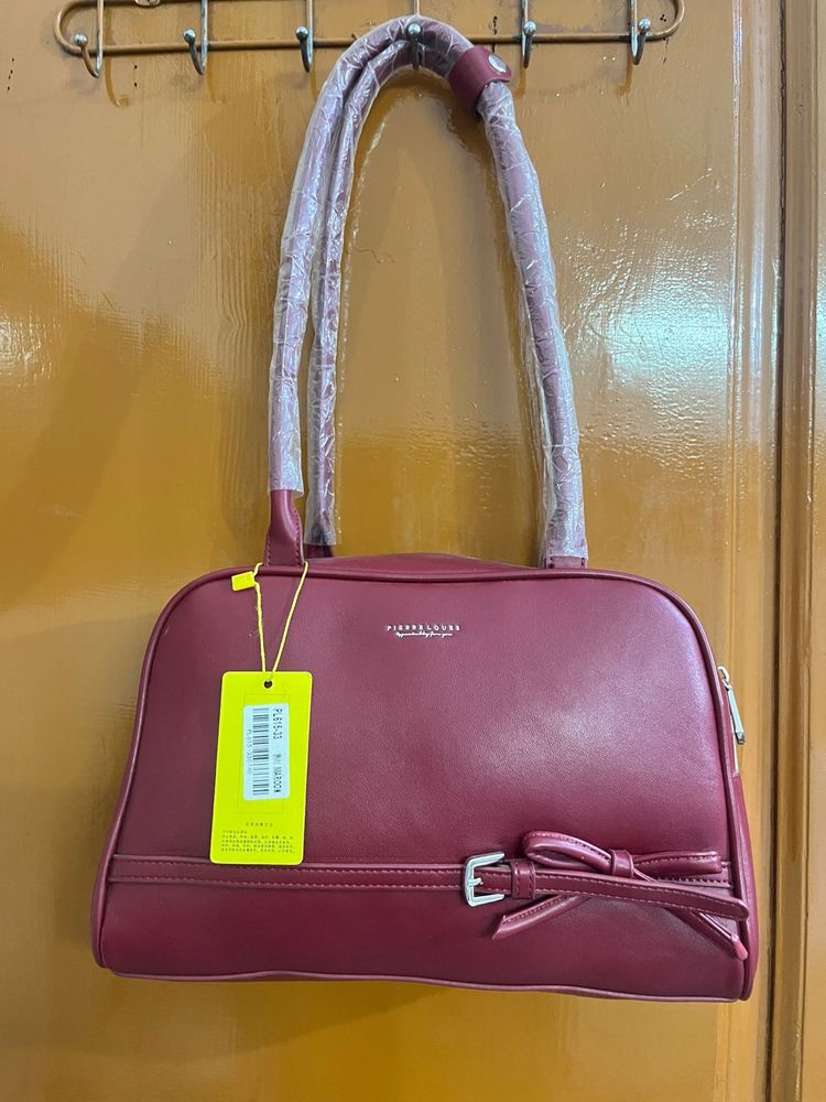 Chic Burgundy Handbag with Cherry Charm