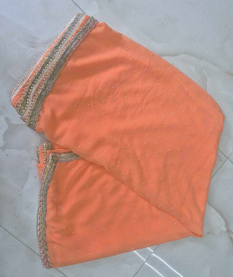 Beautiful Orange Embroidered Saree