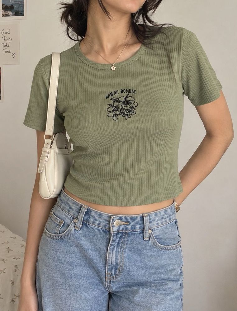 Olive Green Crop Top