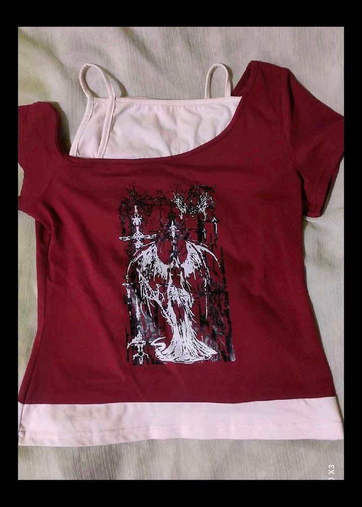 Savana Grunge Y2k Graphic Print Layered Top
