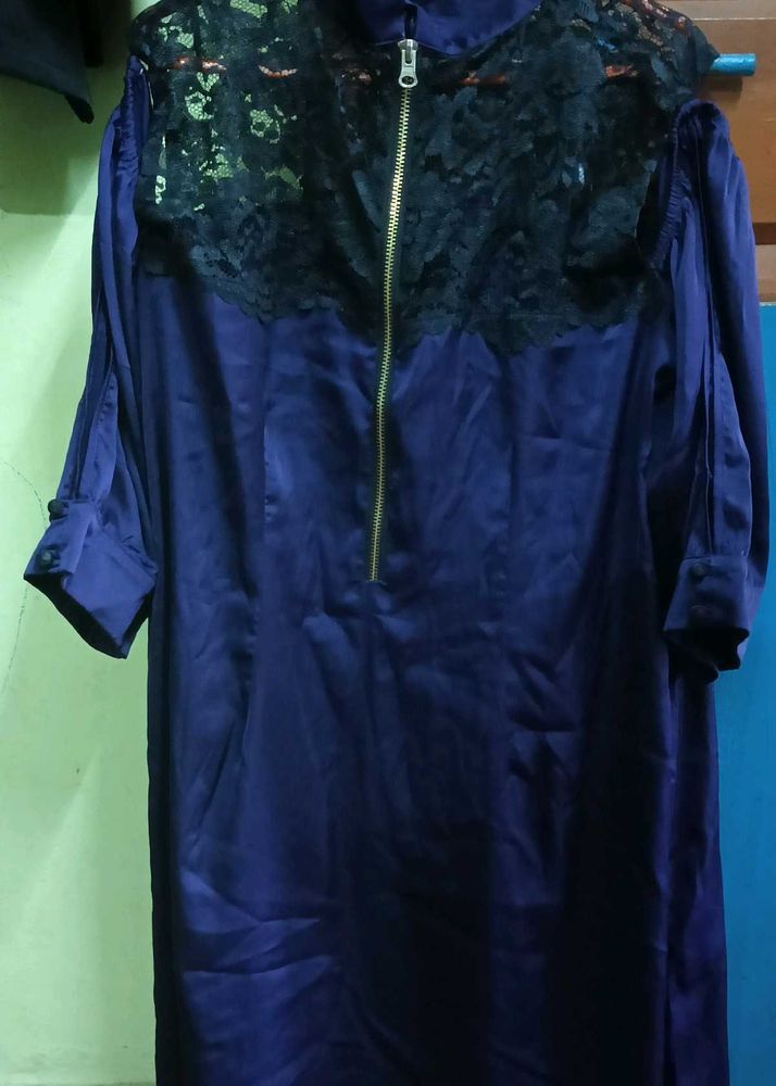 Elegant Blue Lace Trim Kurta