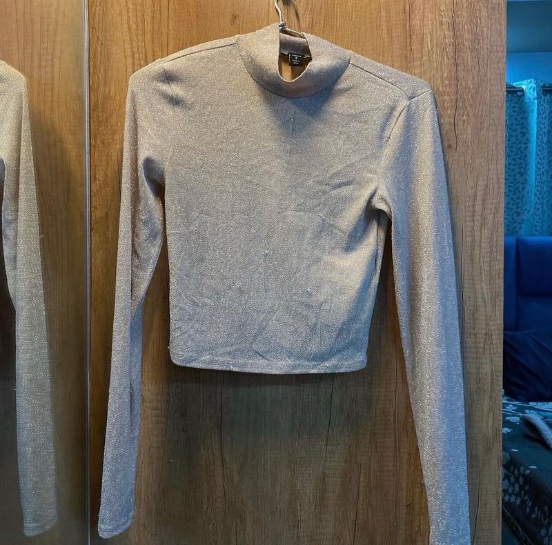 Sparkly Long Sleeve Crop Top