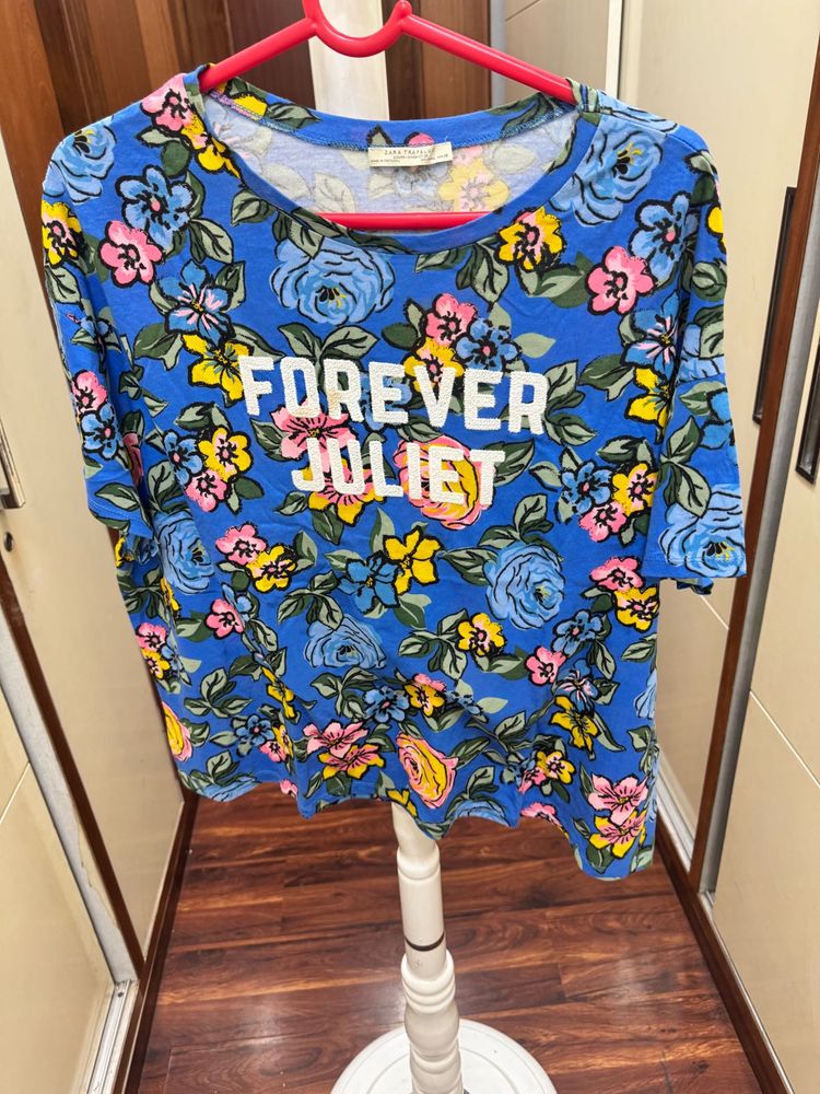 Zara Floral "Forever Juliet" T-Shirt