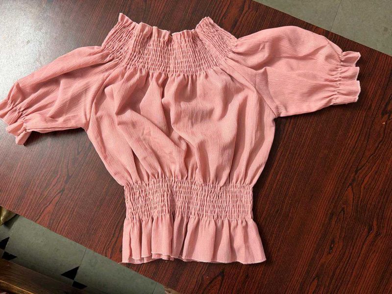 Smocked Off-Shoulder Puff Sleeve Top