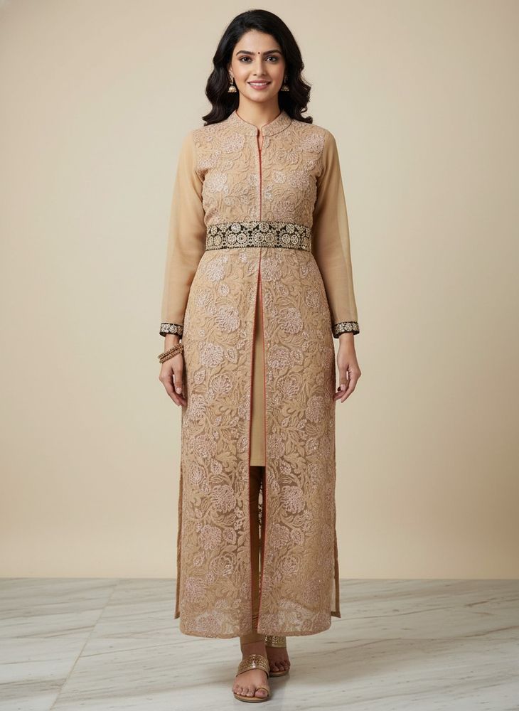 Embroidered Front Slit Kurta