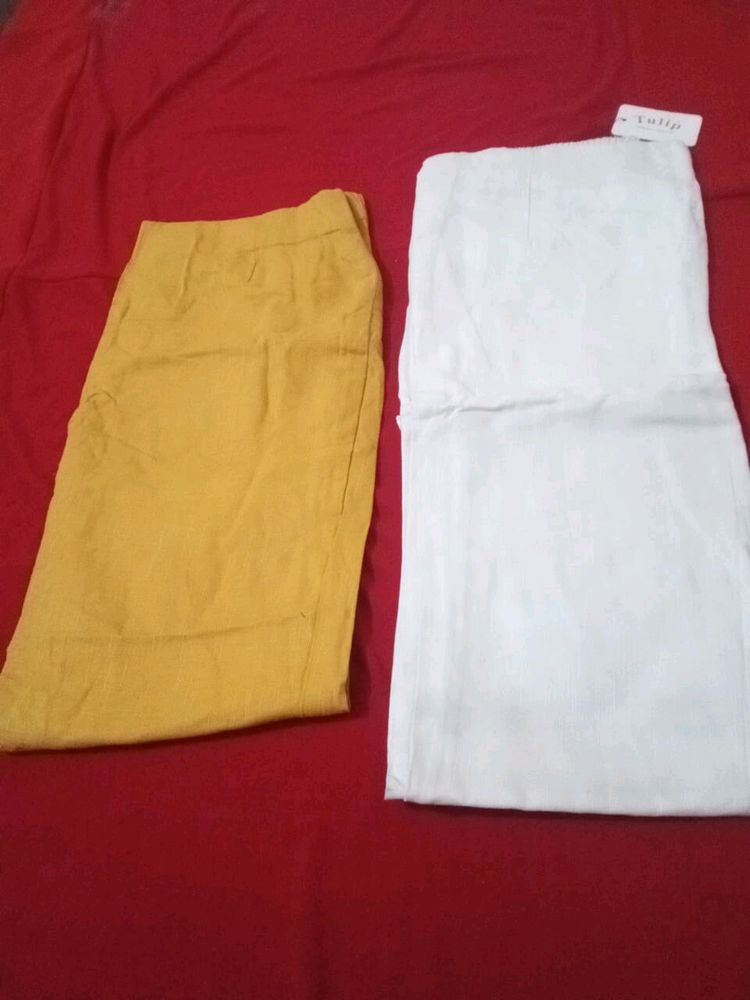 Combo Trousers White And Mustard