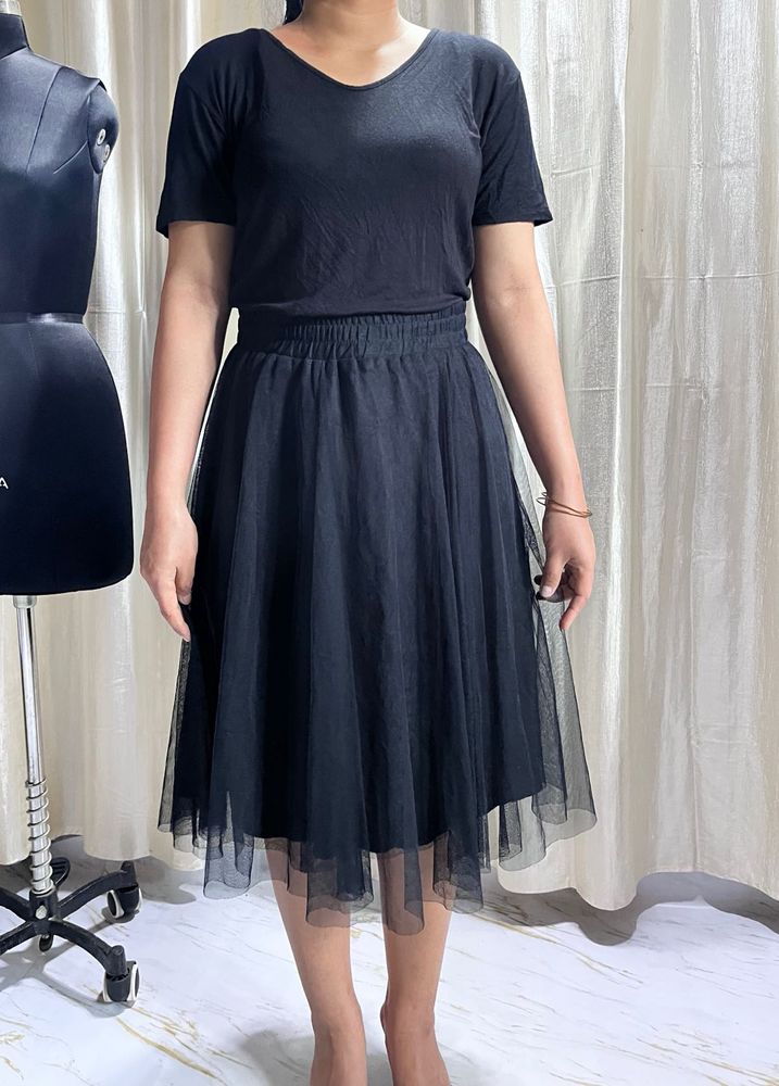 Elegant Black Tulle Skirt